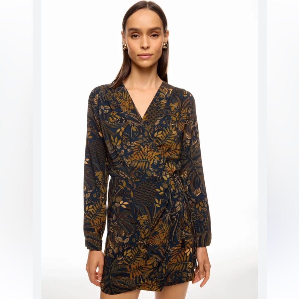 Farm Rio Teal Dotted Forest Wrap Mini Dress NWT Size M